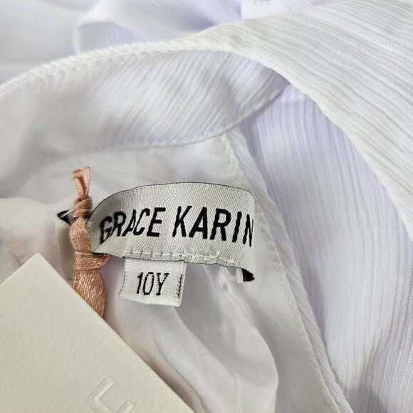 Grace Karin Girls White Sleeveless Tiered Maxi Dress Size 10Y Chiffon Backless - Picture 10 of 10